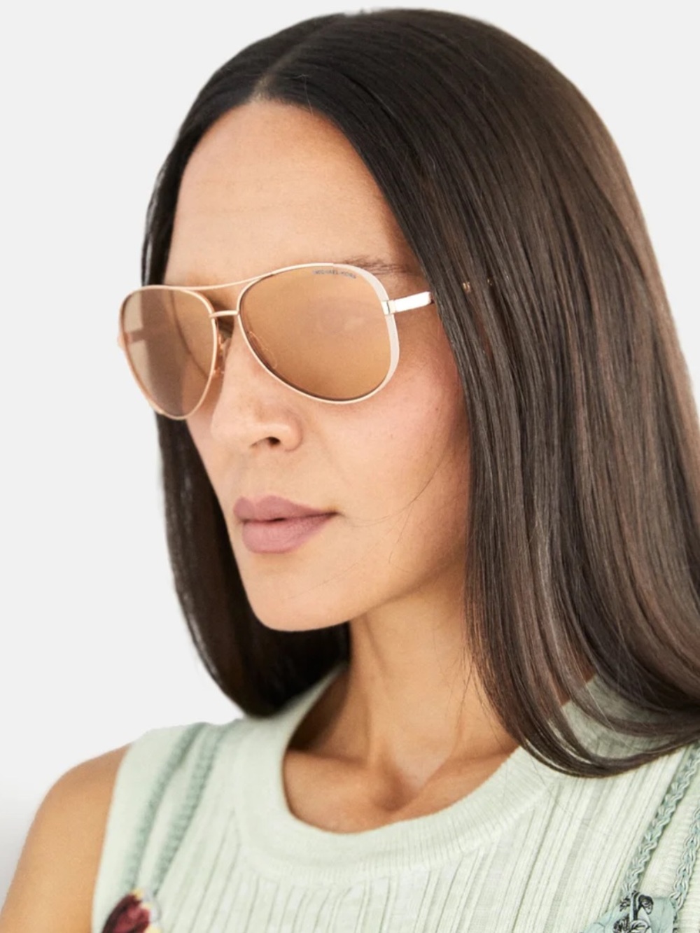 Michael Kors Women's Rose Gold Aviator Sunglasses - Pink Gradient Lenses